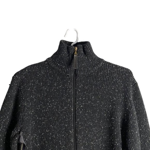 Private Member Men’s Marled Black Knit Sweater Full Zip Jacket - Picture 2 of 7